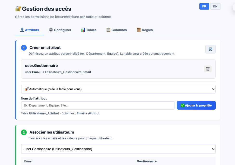Gestion des acces