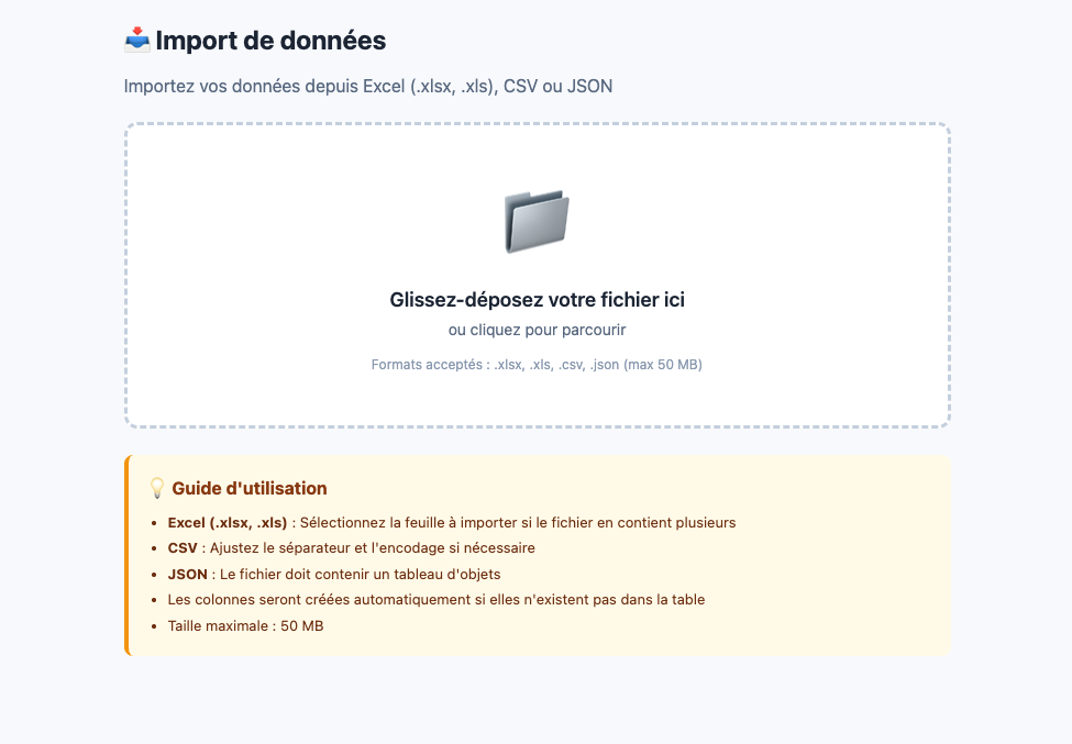 Import de donnees